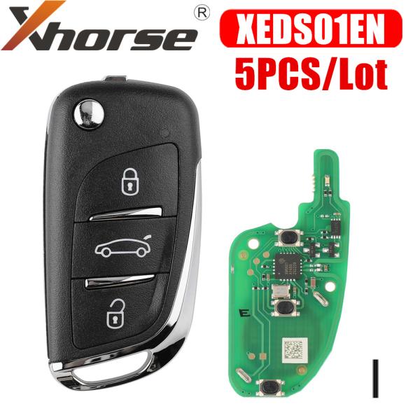 Clé Universelle XHORSE XEDS01EN Style DS - Super Puce ID46/47/48/49/4A/4D/4E - 3 Boutons - Lot de 5